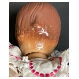 Vintage Doll Pair – 1994 Janie Bee Marked Baby Dolls in Pink Lace Dresses