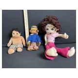 Boyds Bears Monkey Plush & 2 Plush Dolls - 3-Piece Lot
