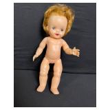 Lot of 3 Vintage Dolls: Bald Baby, Nude Toddler & Clown Rag Doll with Clothes