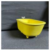 Dollhouse Miniature Yellow Bathroom Set - Bathtub, Sink & Toilet with Baby Doll