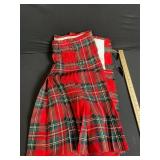 Red Plaid Wool Kilt Skirt with Buckle Waist - Vintage Tartan