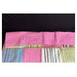 Handmade Patchwork Kids Quilt - Pink Pastel Scrappy Quilt For Nursery Or Bed