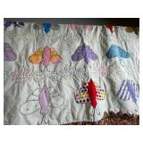 Butterfly Quilt - Handmade Bed Coverlet, 58 x 114 in