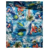 Quilt - Patchwork Blue Blocks with Pink Border, 84 x 74 in, Tropical Back