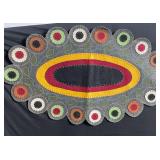 Patchwork Quilt & Textile Lot - Circular Rag Rug, Lace Curtain Backdrop