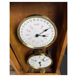 Oak Mantel Clock with Calendar Dial - Roman Time Dial in Carved Case