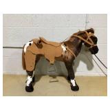 Qaba Sound-Making Ride On Horse for Toddlers 3-5, with Neighing and Galloping Sound, Stuffed Animal Horse Toy for Kids with Padding, Soft Feel, Brown