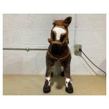 Qaba Sound-Making Ride On Horse for Toddlers 3-5, with Neighing and Galloping Sound, Stuffed Animal Horse Toy for Kids with Padding, Soft Feel, Brown