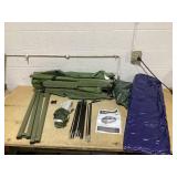 Outsunny 2-Person Tent Cot, 4-in-1 Elevated Camping Bed Combo with Air Mattress, Bed Cover, Foot Pump, Folding Off Ground Double Tent for Camping, Hiking, Backpacking