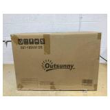 Outsunny Outdoor Recliner Chair with Cushions, Reclining Patio Lounge Chair with Adjustable Footrest, Armrests, Tray Table, Blue (Missing: Part D, See Photos)