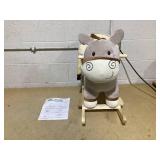 Qaba Kids Rocking Chair, Plush Ride On Rocking Horse Donkey with Sound, Wood Base Seat, Safety Belt, Baby Toddler Rocker Toy for 18 - 36 Months, Gray