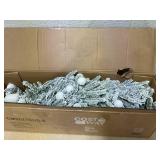 Costway 6ft Snow-flocked Artificial Christmas Tree Pre-lit Hinged with Sphere Lights and Remote- Green