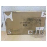 COSTWAY 29-Inch Swivel Bar Stools Set of 2, Upholstered Barstools w/PU Leather Seat & Solid Rubber Wood Legs, Mid-Century Backless Round Bar Height Stools w/Footrest for Kitchen Home Bar