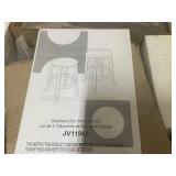 COSTWAY 29-Inch Swivel Bar Stools Set of 2, Upholstered Barstools w/PU Leather Seat & Solid Rubber Wood Legs, Mid-Century Backless Round Bar Height Stools w/Footrest for Kitchen Home Bar