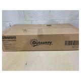 Outsunny Outdoor Storage Cabinet, Garden Tool Shed with Metal Tabletop, Shelf, Wooden Potting Bench with 2 Doors, Natural Wood (missing part 6)