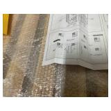 Outsunny Outdoor Storage Cabinet, Garden Tool Shed with Metal Tabletop, Shelf, Wooden Potting Bench with 2 Doors, Natural Wood (missing part 6)