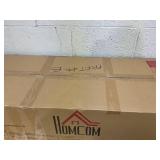 HomCom 44" Tufted Faux Leather Ottoman Storage Bench With Shoe Rack- Crimson Red(missing part b)