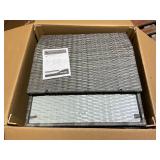 Outsunny 3PCS Patio Set, Wicker Bistro Set with Cushions, Rattan Chairs, Glass Coffee Table for Backyard, Porch, Balcony, Gray