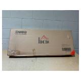 HOMCOM 5-Tier Media Cabinet, Media Stand with Adjustable Shelves, Tempered Glass Doors, and Cable Management, Rustic Brown