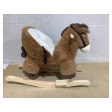 Qaba Baby Rocking Horse, Kids Ride-on with Sound, Wooden Base & Safety Belt for Ages 18-36 Months, Brown