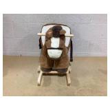 Qaba Baby Rocking Horse, Kids Ride-on with Sound, Wooden Base & Safety Belt for Ages 18-36 Months, Brown