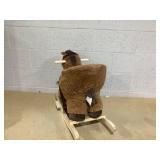 Qaba Baby Rocking Horse, Kids Ride-on with Sound, Wooden Base & Safety Belt for Ages 18-36 Months, Brown