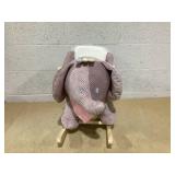 Qaba - Elephant Baby Rocking Horse, Plush Stuffed Animal Rocker with Realistic Sound, Safety Belt, Kids Ride on Rocker