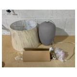 Nourison Home 23" Greyish Brown Earth Tone Rustic Farmhouse Ceramic Table Lamp for Bedroom, Living Room, Dining, Office, with Beige Linen Shade