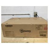 Outsunny Outdoor Bar Cart with Storage, Stainless Steel Outdoor Bar Table Top, Wheeled HDPE Kitchen Island for Food Prep, Gray