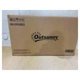 Outsunny Outdoor Pool Towel Storage Cabinet Organizer, Outdoor Bar Table with Shelf and Cabinet, Pool Towel Holder Pool Valet with Weather-Resistant PE Rattan and Steel Frame, Mixed-Gray(missing part 