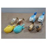 4 Sets of Vintage Salt and Pepper Shakers - Fish, Birds