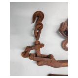 Antique Rusty Iron Hardware Lot - Hooks, Latches, Brackets & Straps (6 Pieces)