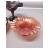 Carnival Glass Iridescent 4-Piece Bowl Set - Pedestal Compote + 3 Bowls