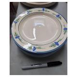 Blue Floral Rim Cream Dinnerware Set
