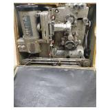 Vintage Silent Speed Film Projector Pair in Brown Burlap Cases