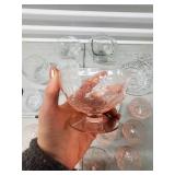 Crystal Cut Glassware Collection - Clear & Pink Goblets, Bowls & Dishes