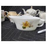 Floral Porcelain Tea Set - Teapots, Creamer, Sugar Bowl, Cups & Saucers