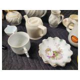 Floral Porcelain Tea Set - Teapots, Creamer, Sugar Bowl, Cups & Saucers