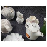 Floral Porcelain Tea Set - Teapots, Creamer, Sugar Bowl, Cups & Saucers
