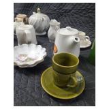 Floral Porcelain Tea Set - Teapots, Creamer, Sugar Bowl, Cups & Saucers