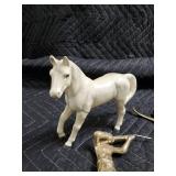 Brass Miniature Figurine Lot - Pharaoh Bust, Golfers, Dancers & Ceramic Horse