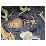 Brass Miniature Figurine Lot - Pharaoh Bust, Golfers, Dancers & Ceramic Horse