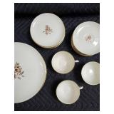 Floral Rose Porcelain Dinnerware Set with Gold Rim - Plates, Cups & Bowls