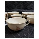 Floral Rose Porcelain Dinnerware Set with Gold Rim - Plates, Cups & Bowls