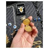 Vintage Costume Jewelry Lot - Necklace, Brooches, Rings, Earrings, Bracelets