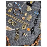 Vintage Costume Jewelry Lot - Necklace, Brooches, Rings, Earrings, Bracelets