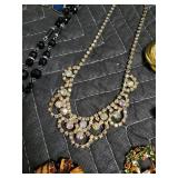 Vintage Costume Jewelry Lot - Necklace, Brooches, Rings, Earrings, Bracelets