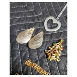 Vintage Costume Jewelry Lot - Necklace, Brooches, Rings, Earrings, Bracelets