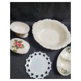 White Floral Ceramic Dish Set - 5-Piece (Roses & Daisies)