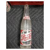 Pepsi-Cola Sparkling Glass Bottles 10 oz - Vintage Soda Set with Red Carrier (Lot of 7)